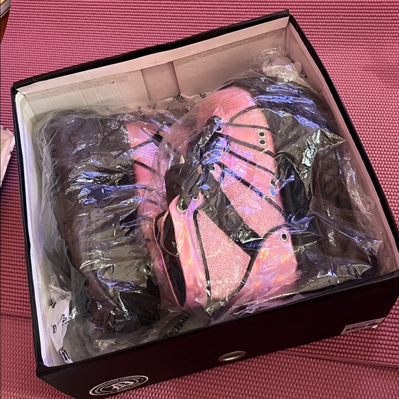 NIB Demonia Neptune 100 Pink Black Iridescent Sparkly Platform Alt Rave Shoes - Picture 7 of 8